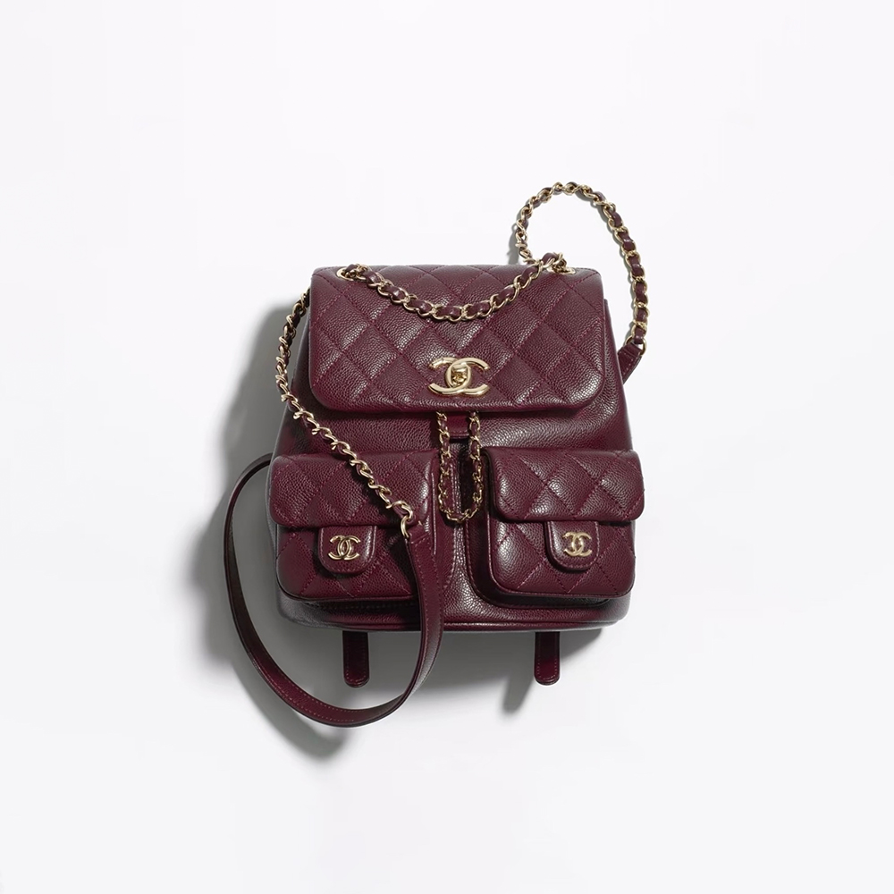 NIGO Chanel Women's Duma Bordeaux Red Leather Frog Large Backpack #nigo332640
