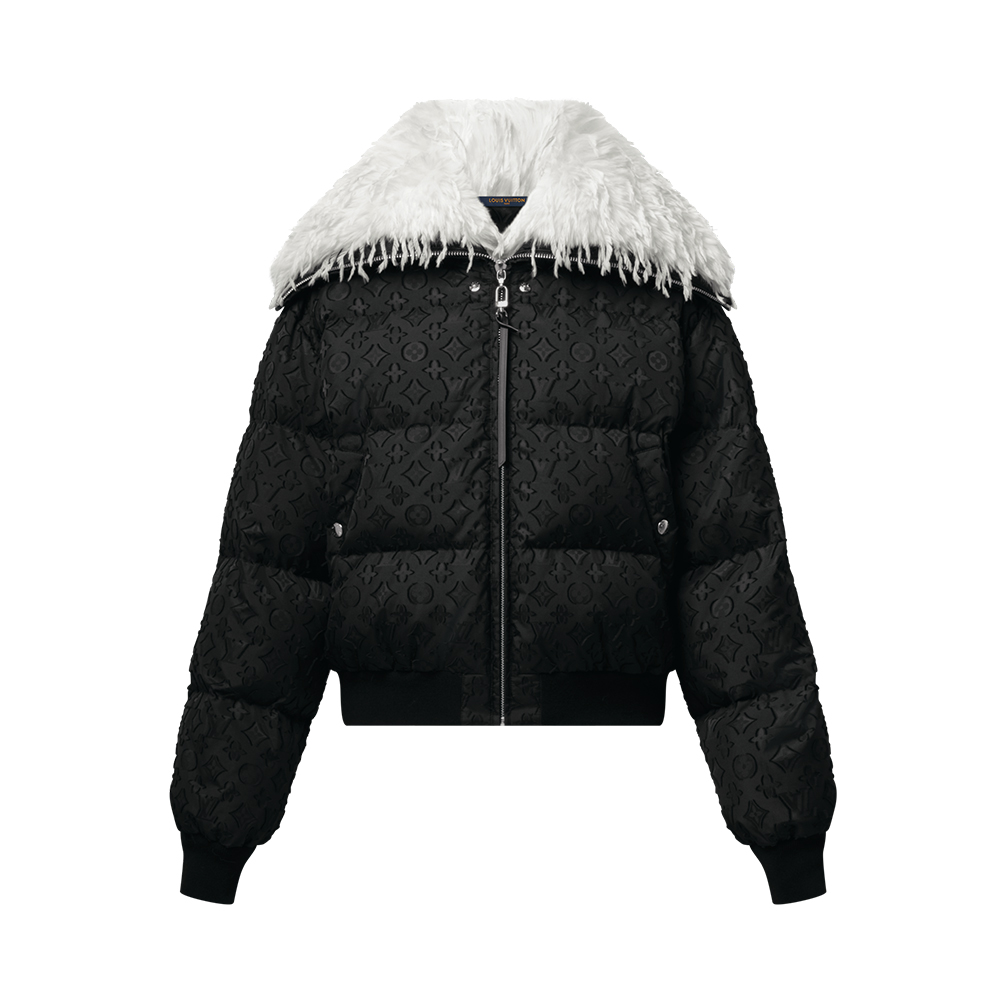 Louis Vuitton 25FW Monogram Dark Pattern Feather Collar Ski Jacket Loose Down Jacket