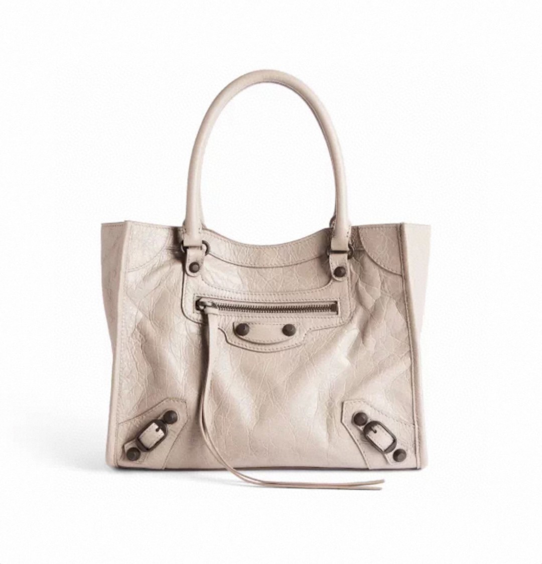 NIGO Balenciaga Le City Vertical Tote Bag Motorcycle Bag Cracked Old Retro Rivet Tassel Zipper Commuting Casual Bag #nigo332658