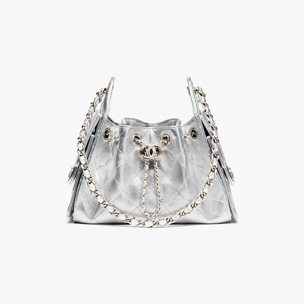 NIGO Chanel 25 Women's Mini Handbag Metallic Grained Embossed Calfskin And Silver Metal Silver #nigo332929