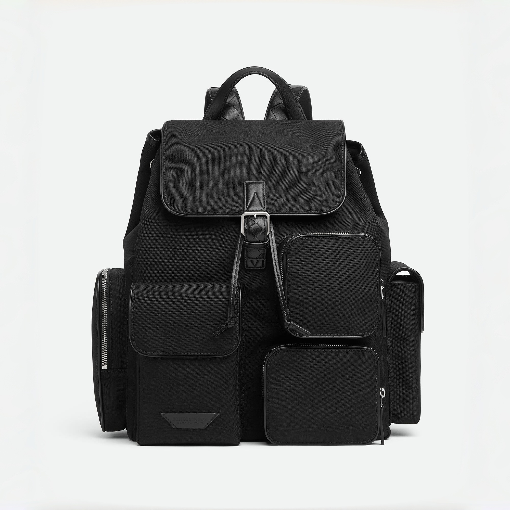 NIGO Bottega Veneta Crossroad Multi-Pocket Nylon Backpack Woven Leather Adjustable Straps #nigo333014