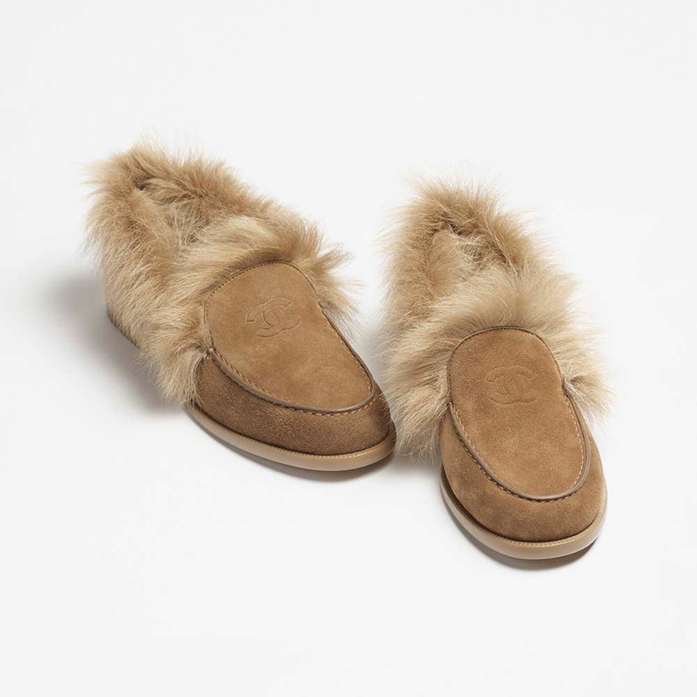 NIGO Chanel Women's Flat Loafers Suede Glossy Pleated Lambskin And Double-Sided Shearling Lambskin #nigo333067