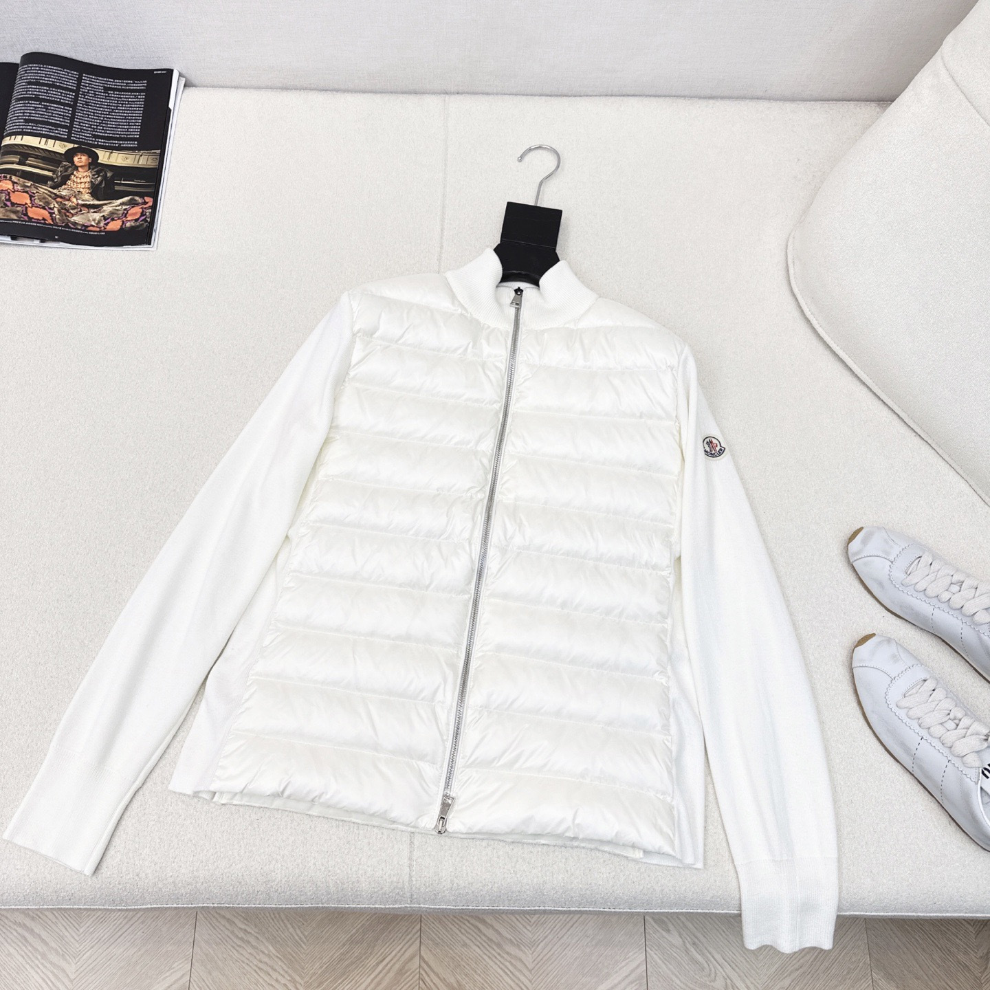 NIGO Moncler Cardigan Women's Ski Solid Color Snow Mountain Stand Collar Wool Goose Down Down Jacket#nigo333081