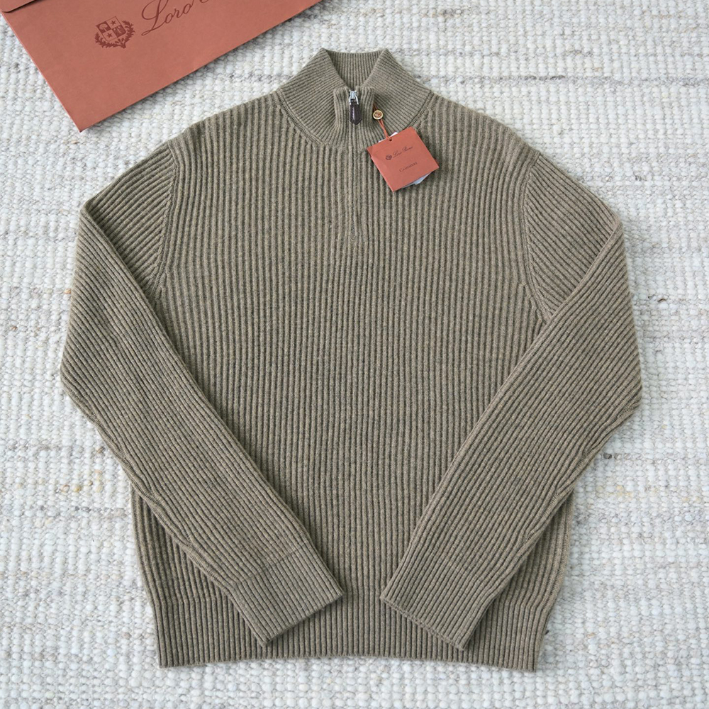 NIGO Loro Piana Plane Tree Men's Sweater Ribbed Turtleneck Half-zip Pullover Long-sleeved Cashmere Sweater #nigo332989