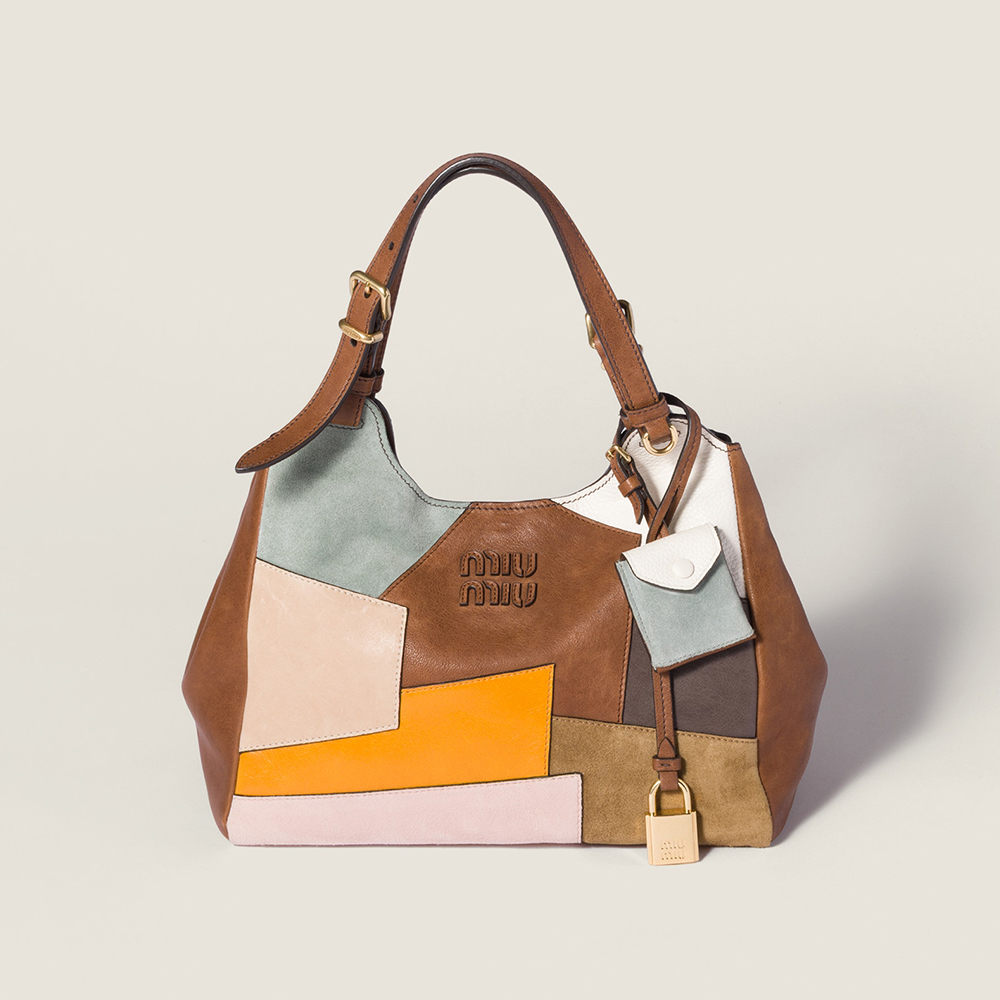 NIGO MiuMiu Patchwork Leather Bag Oak Brown Color Matching #nigo333001