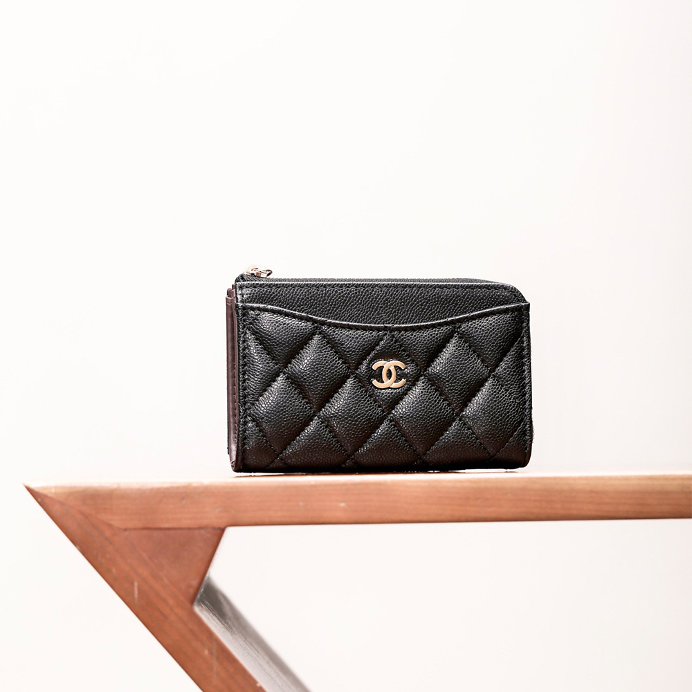 NIGO Chanel Diamond Pattern Design Brand Logo Grained Calfskin Card Holder Wallet #nigo262345