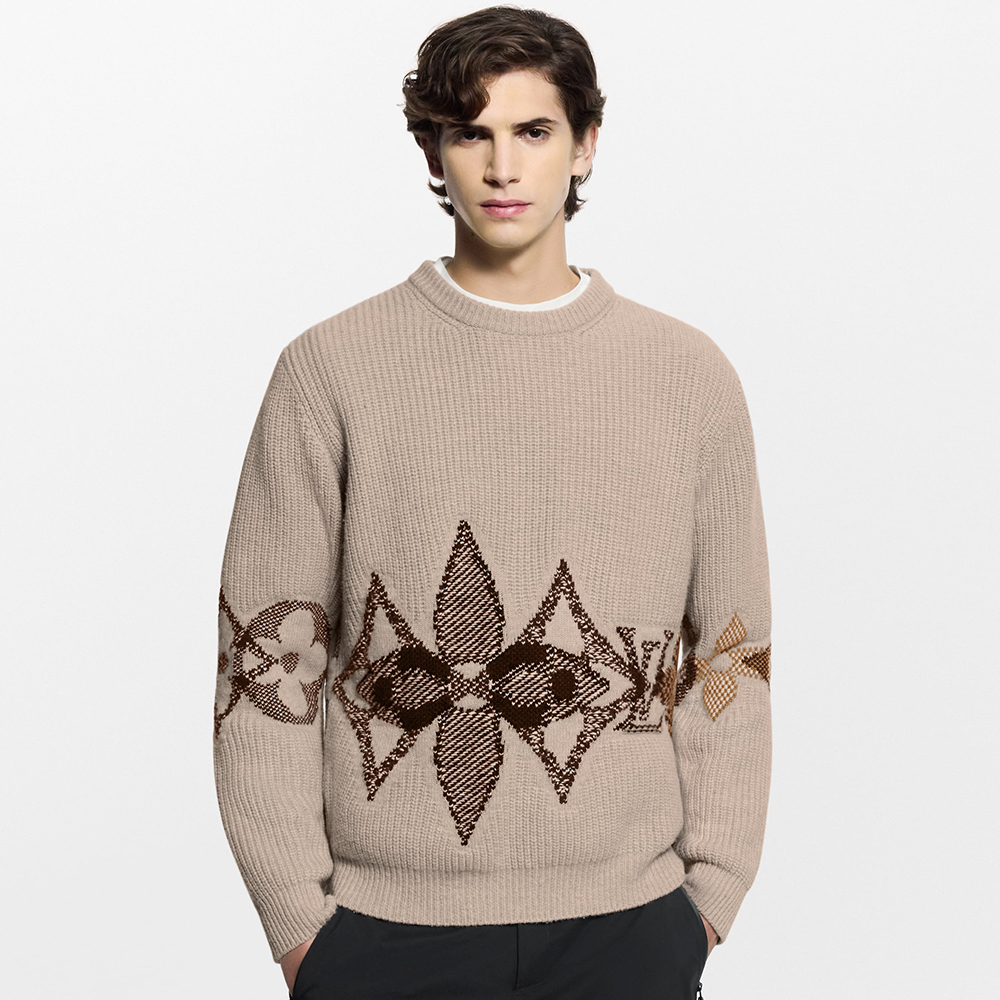 NIGO Louis Vuitton Men's Monogram Intarsia Superfine Wool Crew Neck Sweater #nigo333010