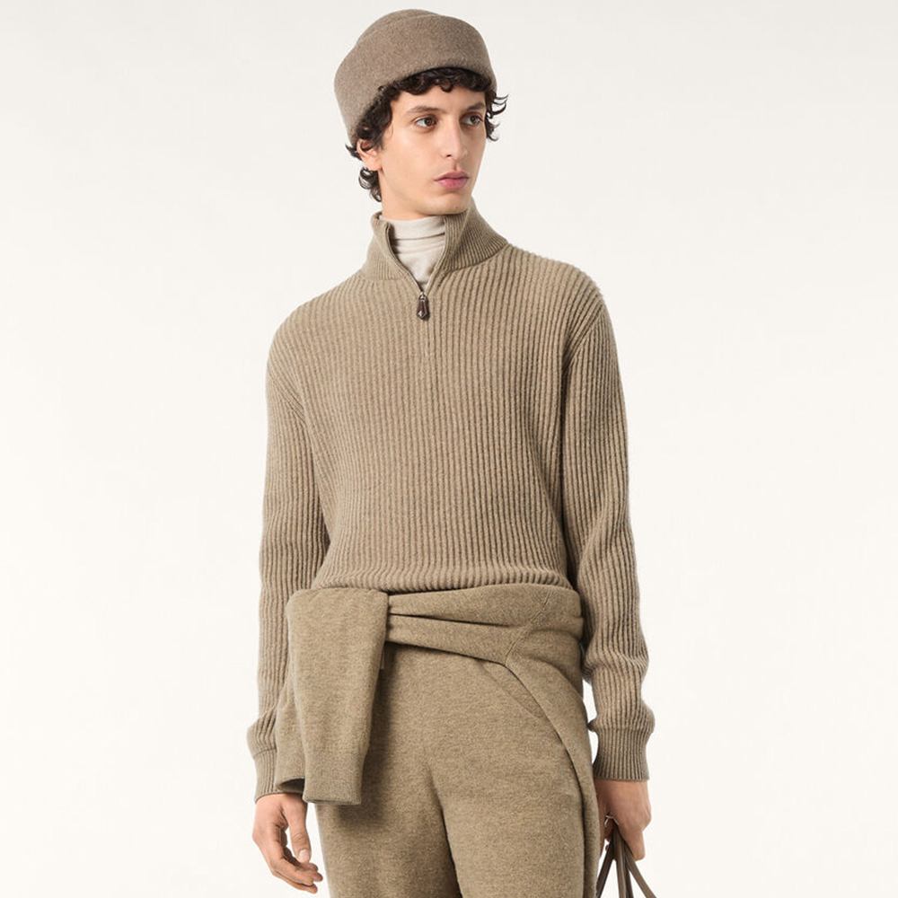NIGO Loro Piana Plane Tree Men's Sweater Ribbed Turtleneck Half-zip Pullover Long-sleeved Cashmere Sweater #nigo332989