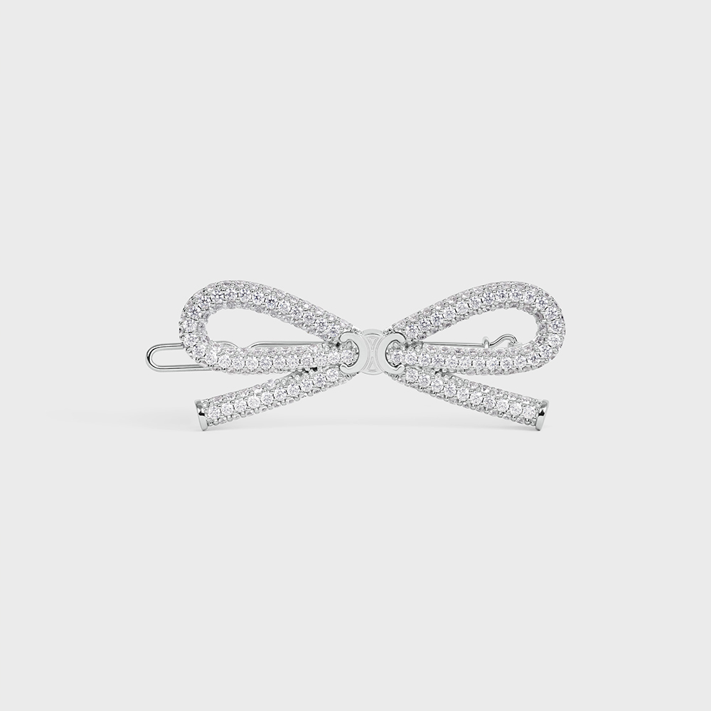 NIGO Celing Logo Design Brass Crystal Rhodium Plated Rhinestone Hair Clip Women's Silver #nigo317355
