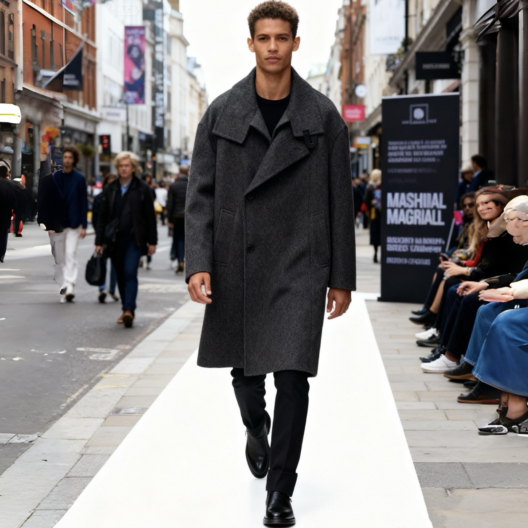 NIGO Hermes Men's Large Lapel Wool Slightly Wide Version Long Cashmere Coat #nigo333099