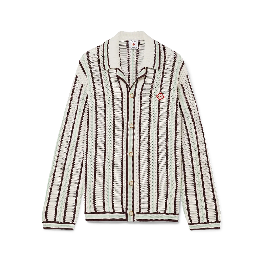 CASABLANCA 25SS Men's Brown Vertical Striped Long-sleeved Sweater Cardigan #nigo333098