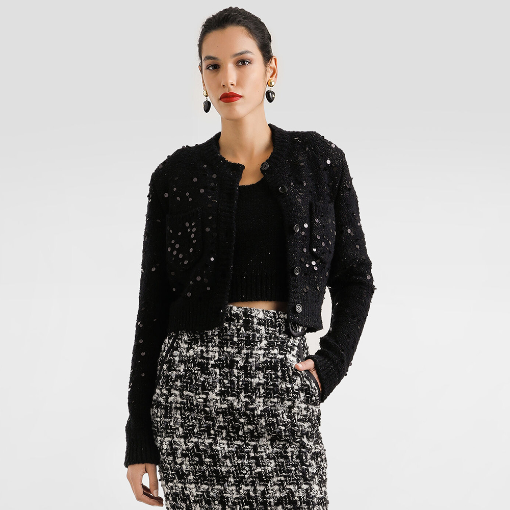 NIGO Dolce Gabbana Women's Wool blend Cardigan in Black #nigo333095