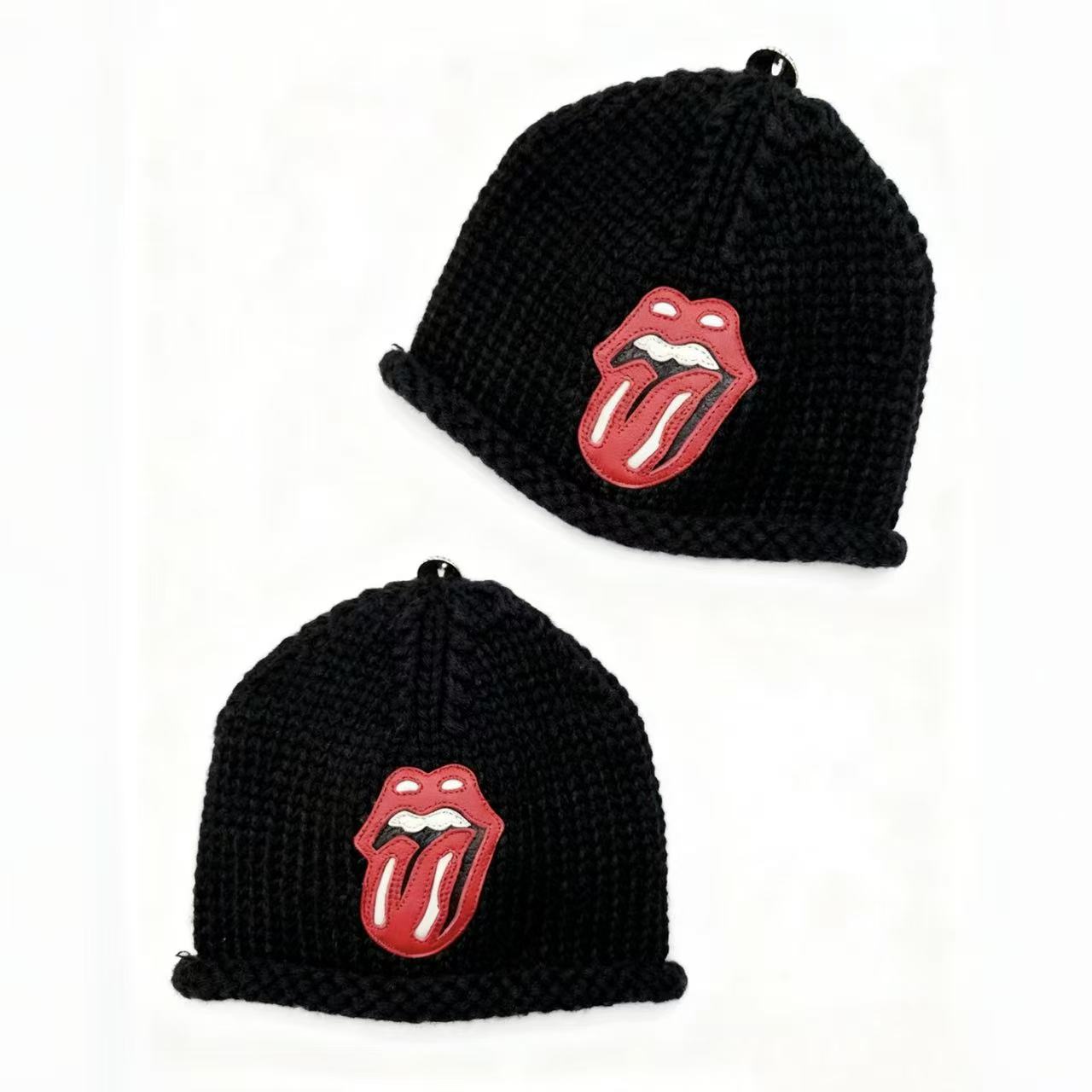 Chrome hearts x Roiling Stone 925 Silver Black Cashmere Knitted Cold Hat #nigo328756