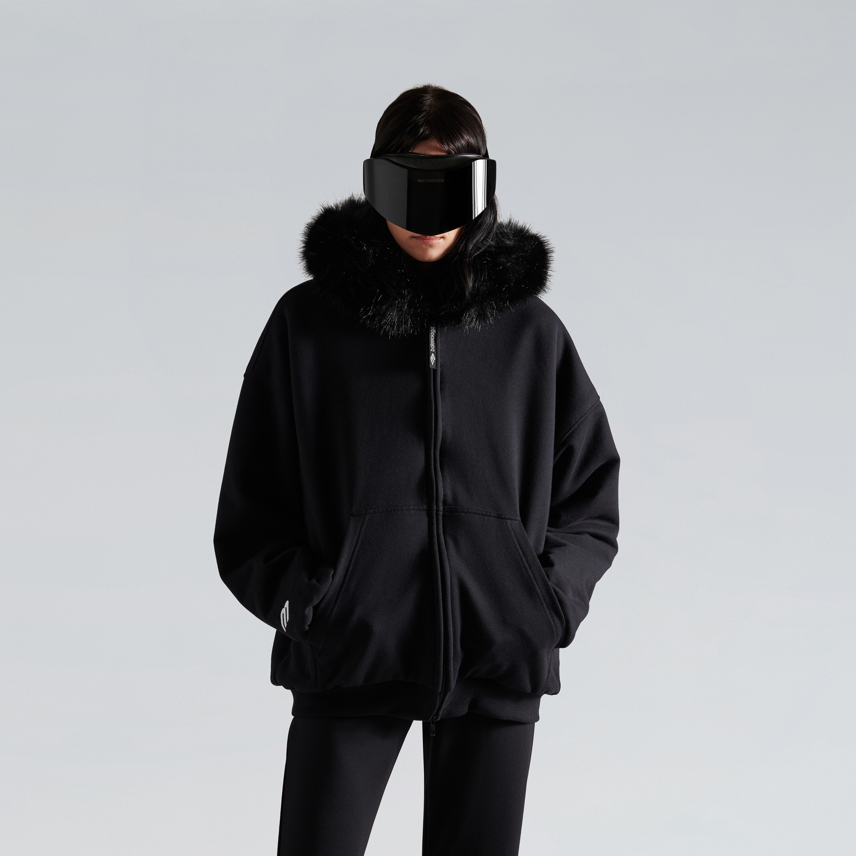 NIGO Balenciaga Fluffy Hoodie Washed Black Zipper Hooded Sweatshirt #nigo333184