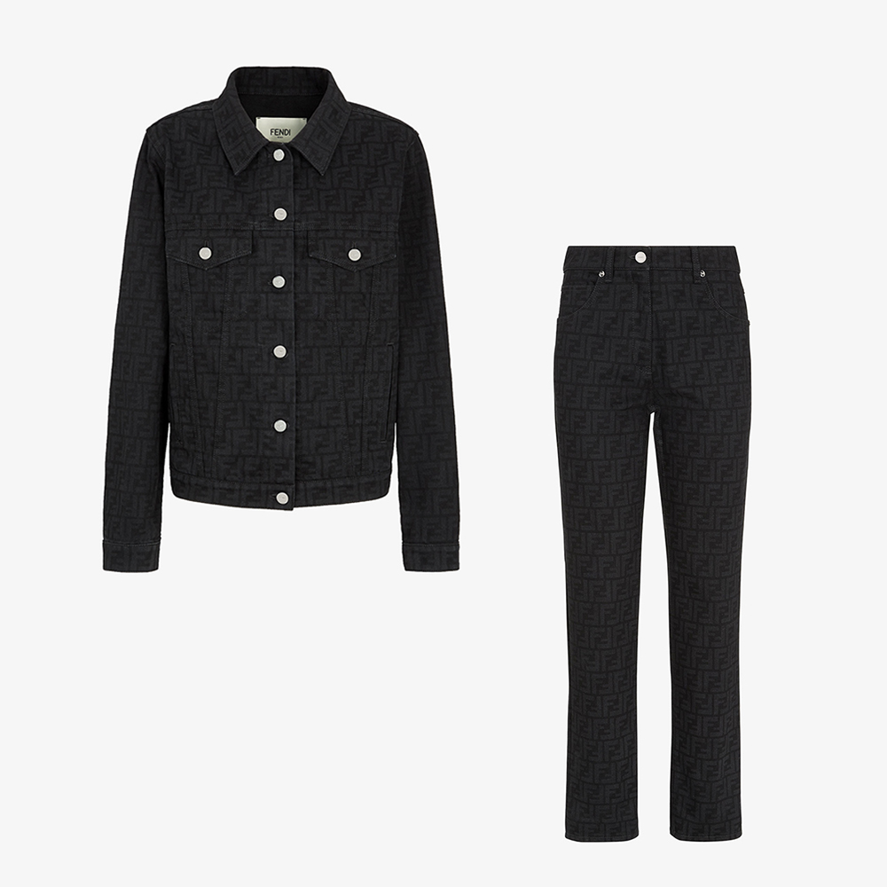 NIGO Fendi FF Motif Denim Jacket Long Jeans Jeans Black #nigo333143