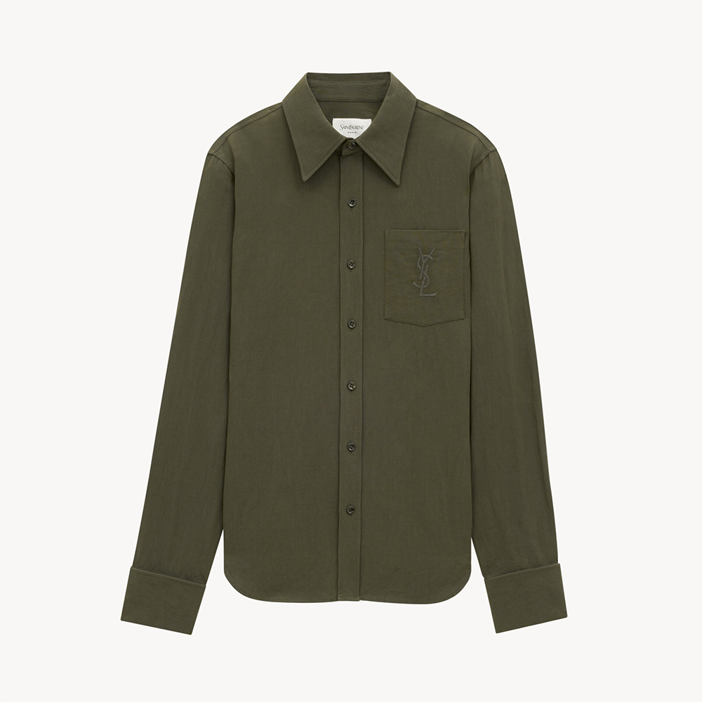 NIGO Saint Laurent Women's Lapel Embroidered Pocket Logo Shirt #nigo333271