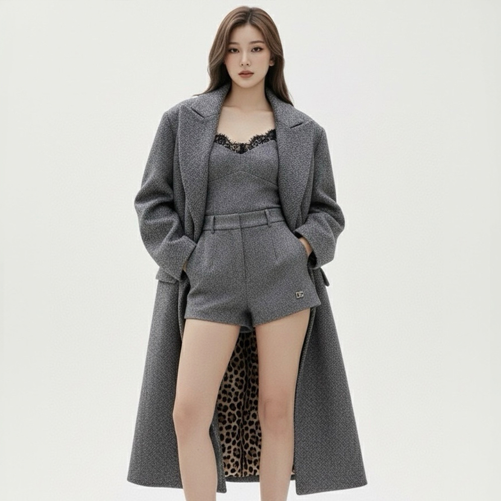 NIGO Dolce&Gabbana New Double-Breasted Long Coat Suit Shorts Suspenders #nigo333268