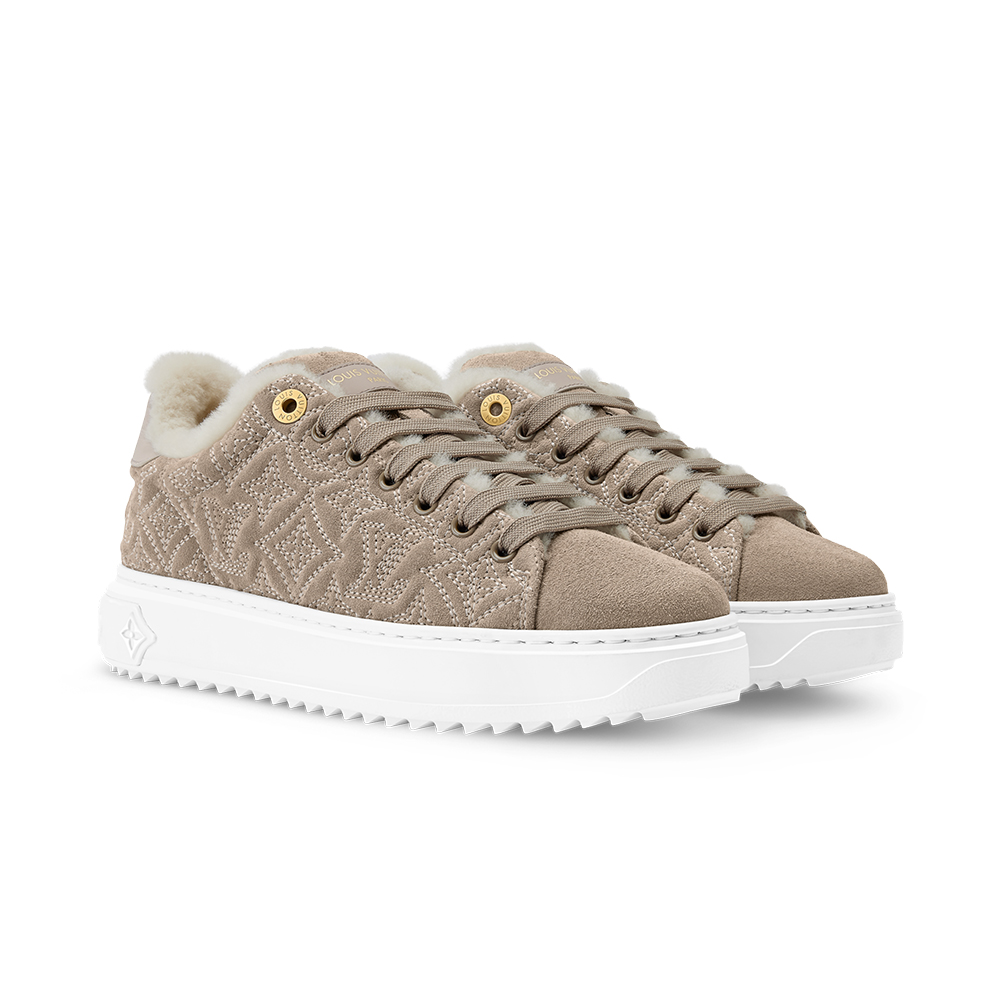NIGO Louis Vuitton Women's Time Out Sneaker Suede Round Toe Lace-up Low-top Sneakers #nigo333372