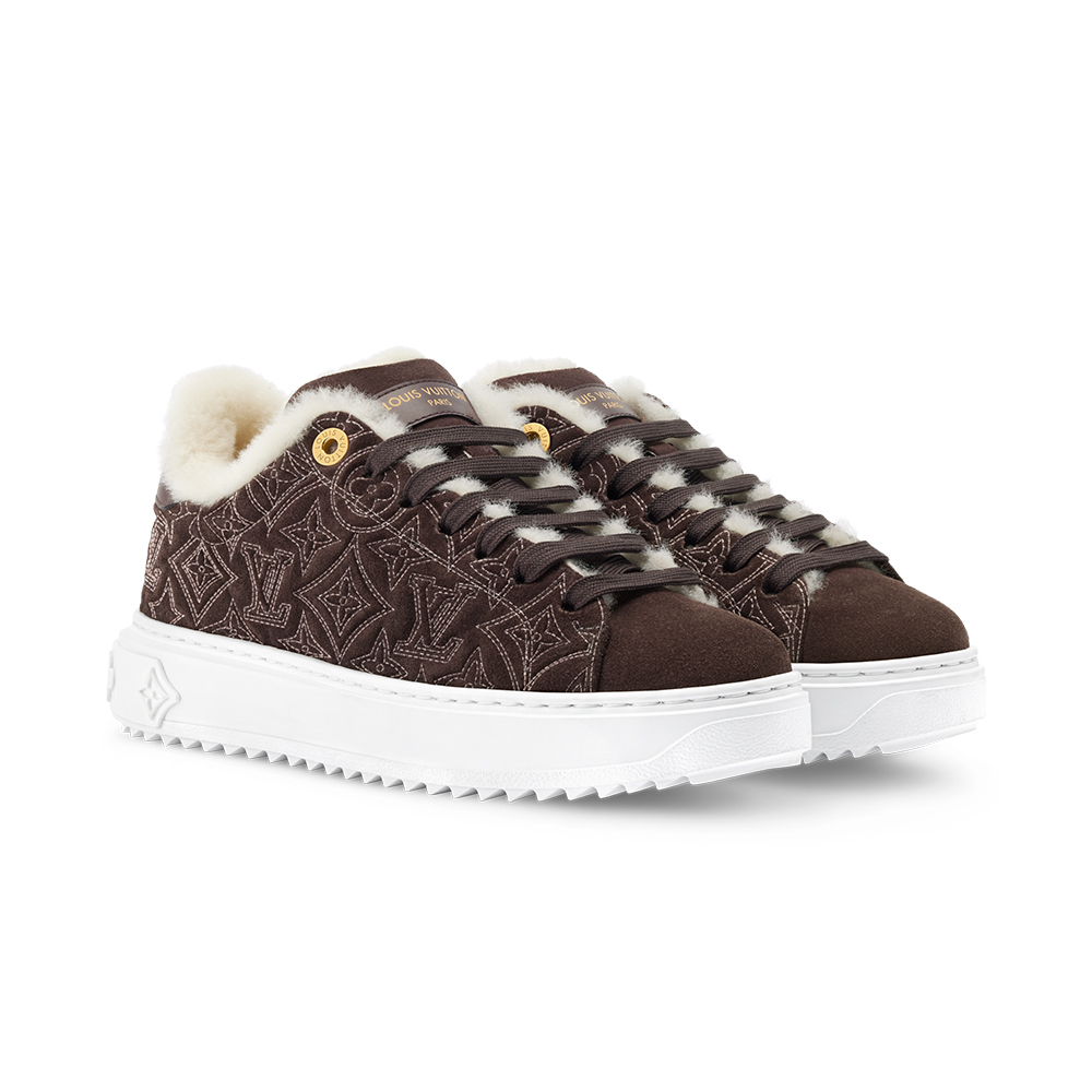 NIGO Louis Vuitton Women's Time Out Sneaker Suede Round Toe Lace-up Low-top Sneakers #nigo333372