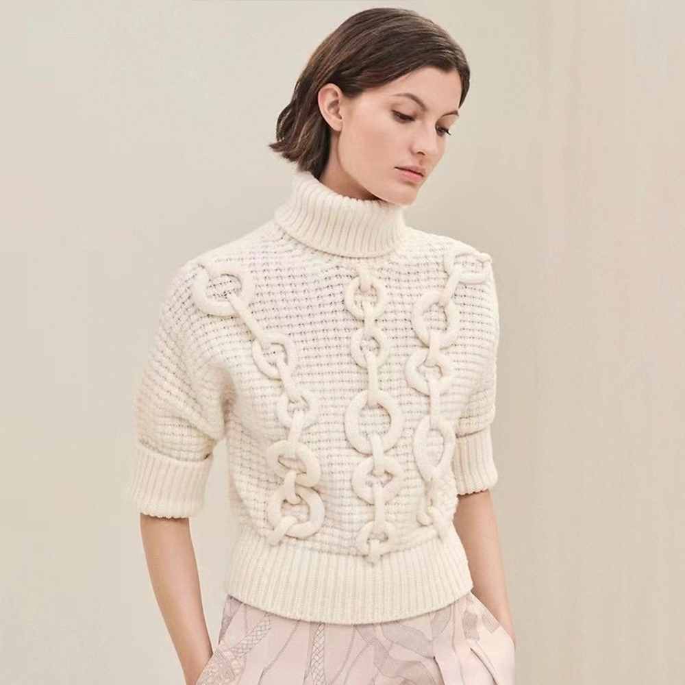 NIGO Hermès Women's 3D Embellished Knitted Turtleneck Sweater #nigo328888