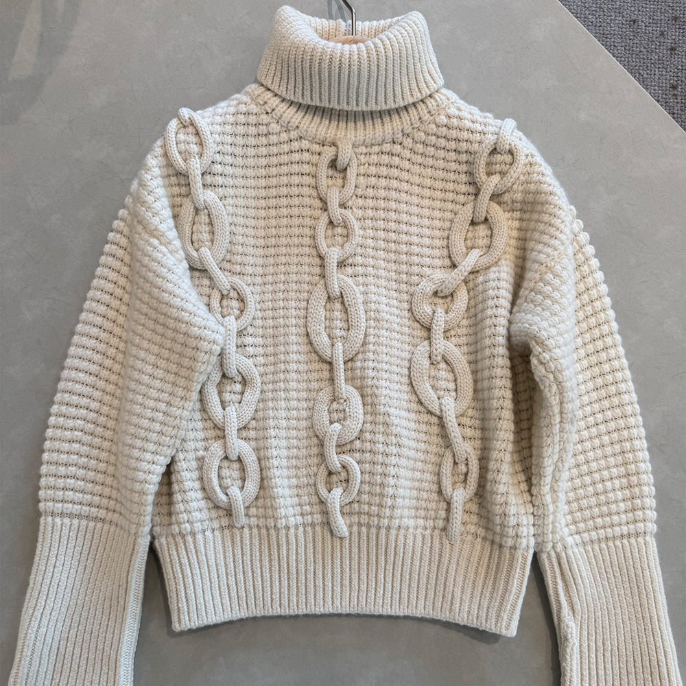 NIGO Hermès Women's 3D Embellished Knitted Turtleneck Sweater #nigo328888