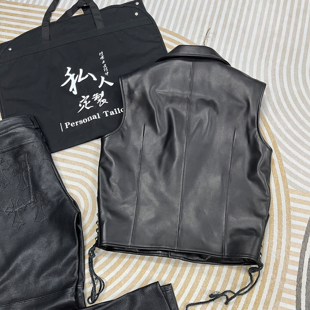 NIGO Chrome Hearts 25FW Punk Motorcycle Leather Style Short Vest #nigo333459