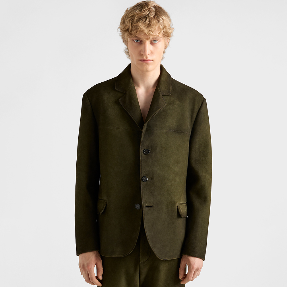 NIGO PRADA Men's Forest Green Suede Jacket #nigo333462