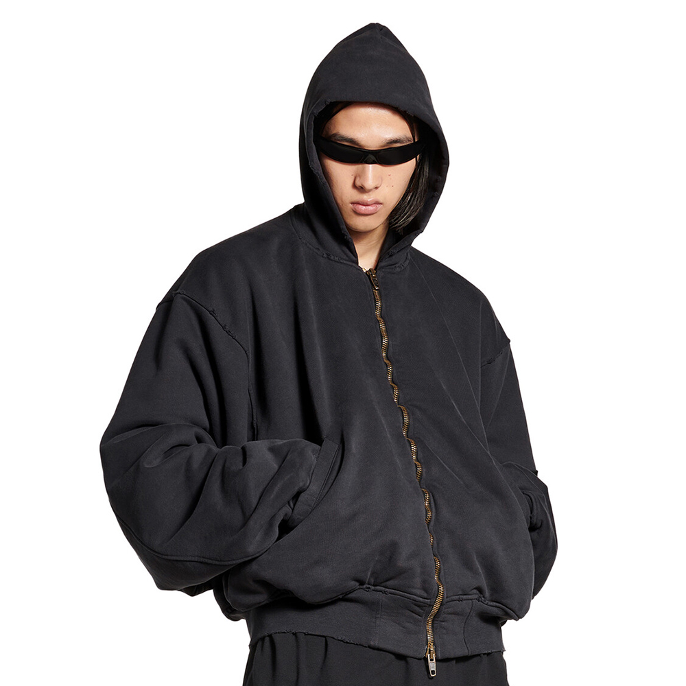 NIGO Balenciaga 25FW Men's  Hooded Bomber in Black Faded