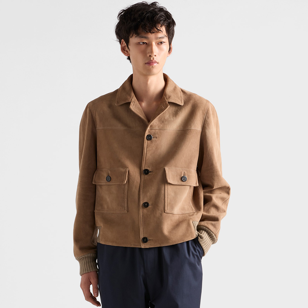 NIGO PRADA Men's 25FW Stone Suede Bomber Jacket #nigo333461
