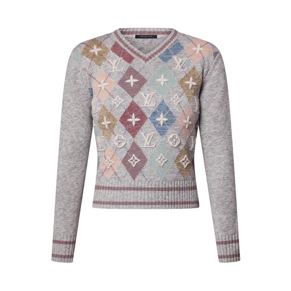 NIGO Louis Vuitton 3D Signature Argyle Pullover Multicolor Blended Sweater #nigo333418