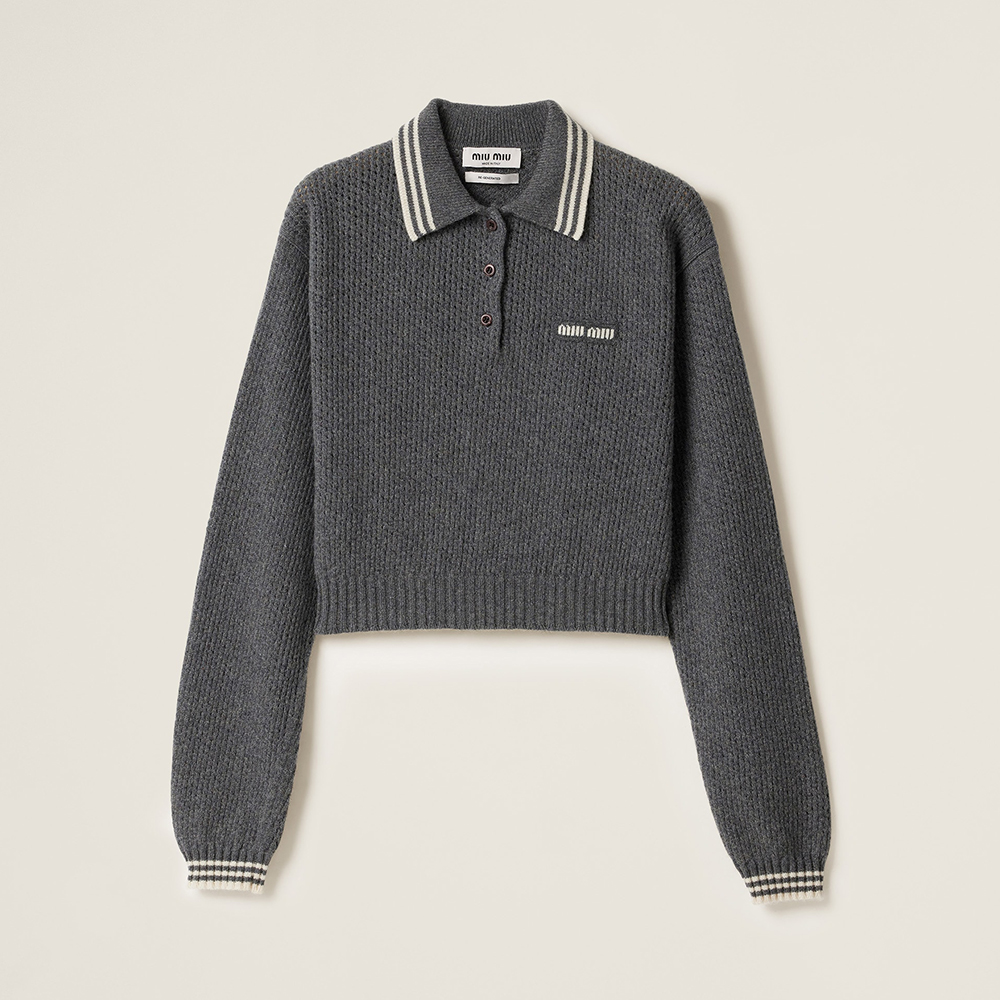 NIGO MiuMiu Slate Gray Wool And Cashmere Polo Sweater #nigo330390
