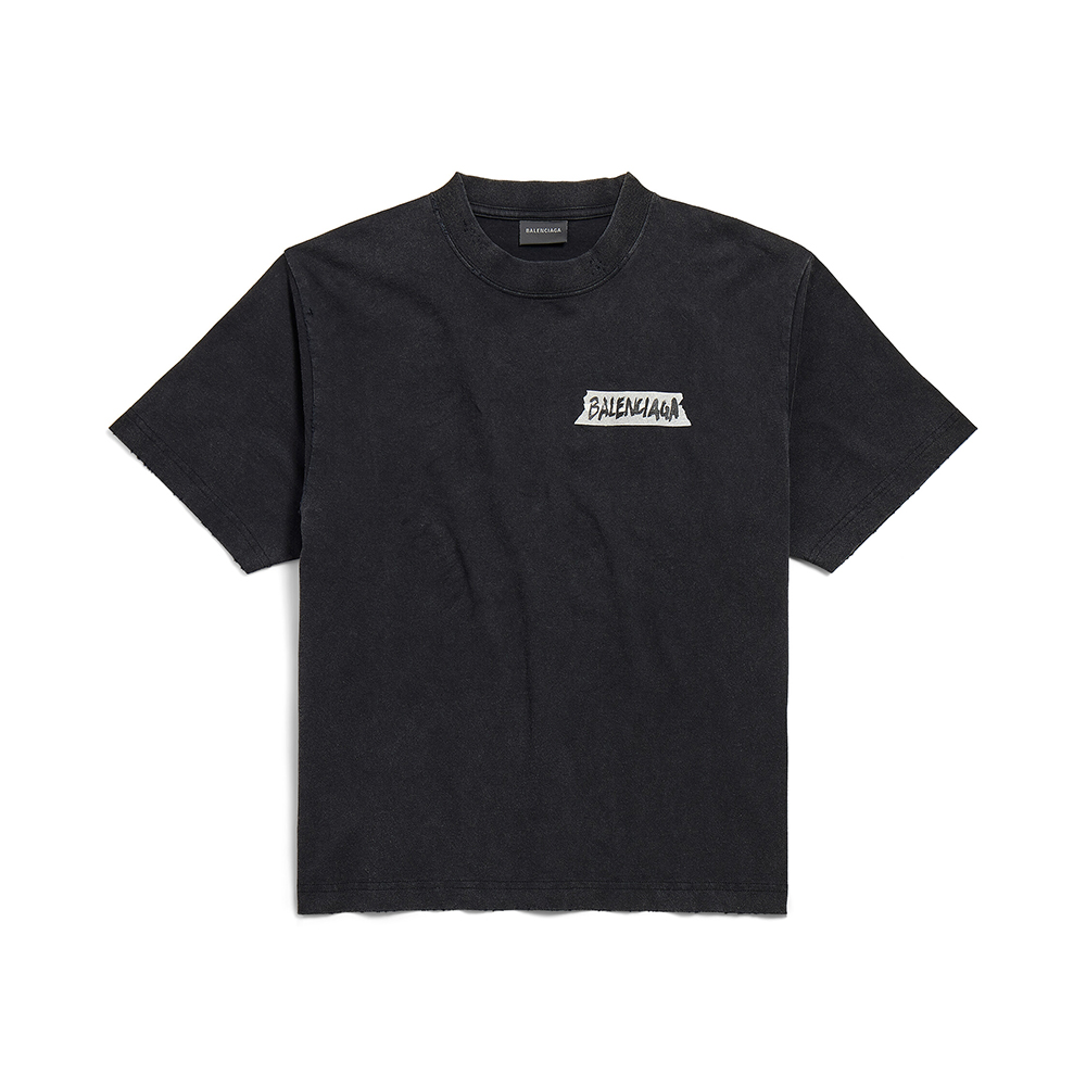 Balenciaga Women's and Men's Masking Tape T-shirt Medium Fit in Faded Black #nigo333475