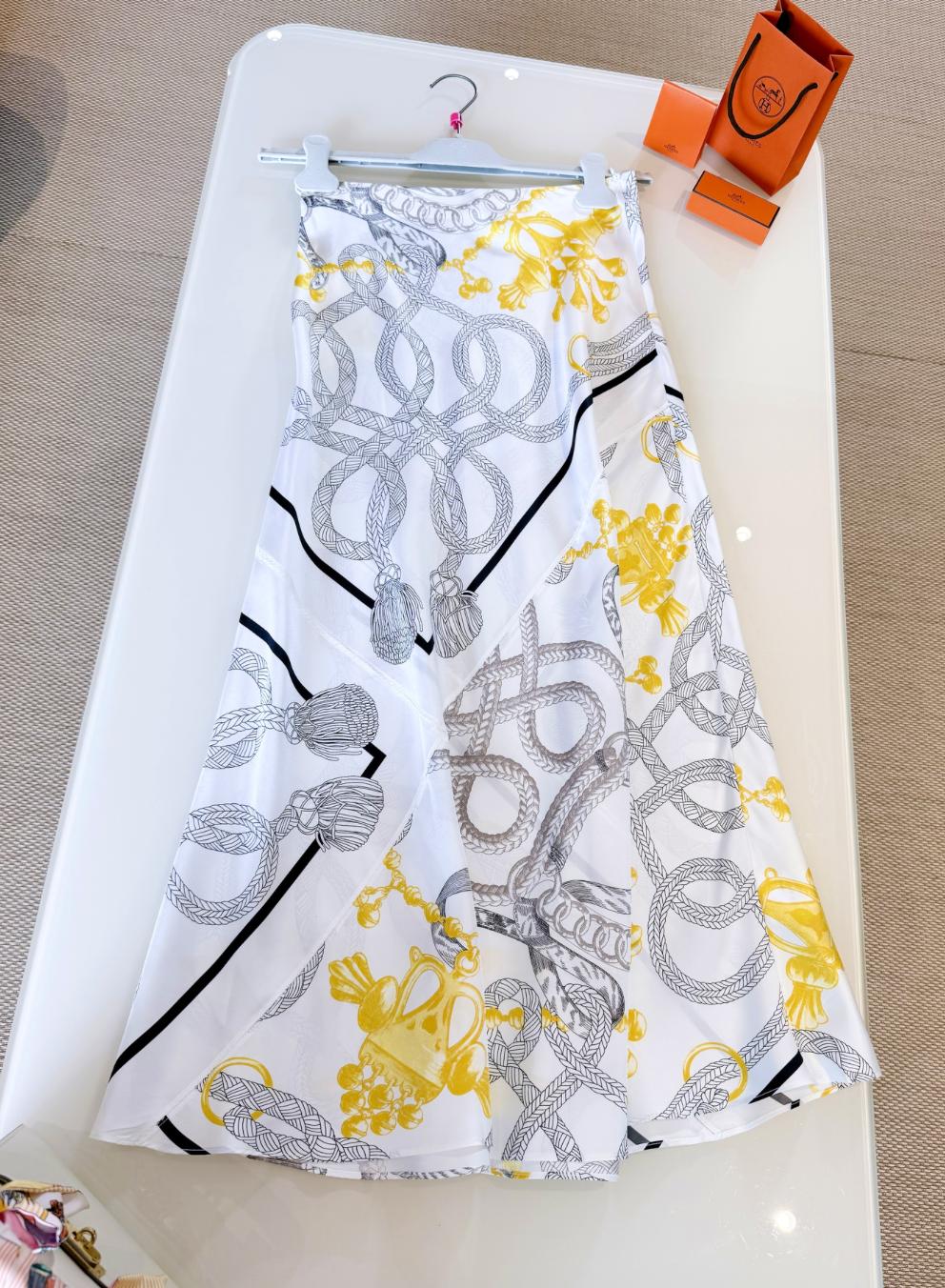 NIGO Hermes Women's Chain Printed Lapel Solid Color Silk Spring Summer Autumn Long Sleeve Fitted Shirt Ngvp #nigo2119