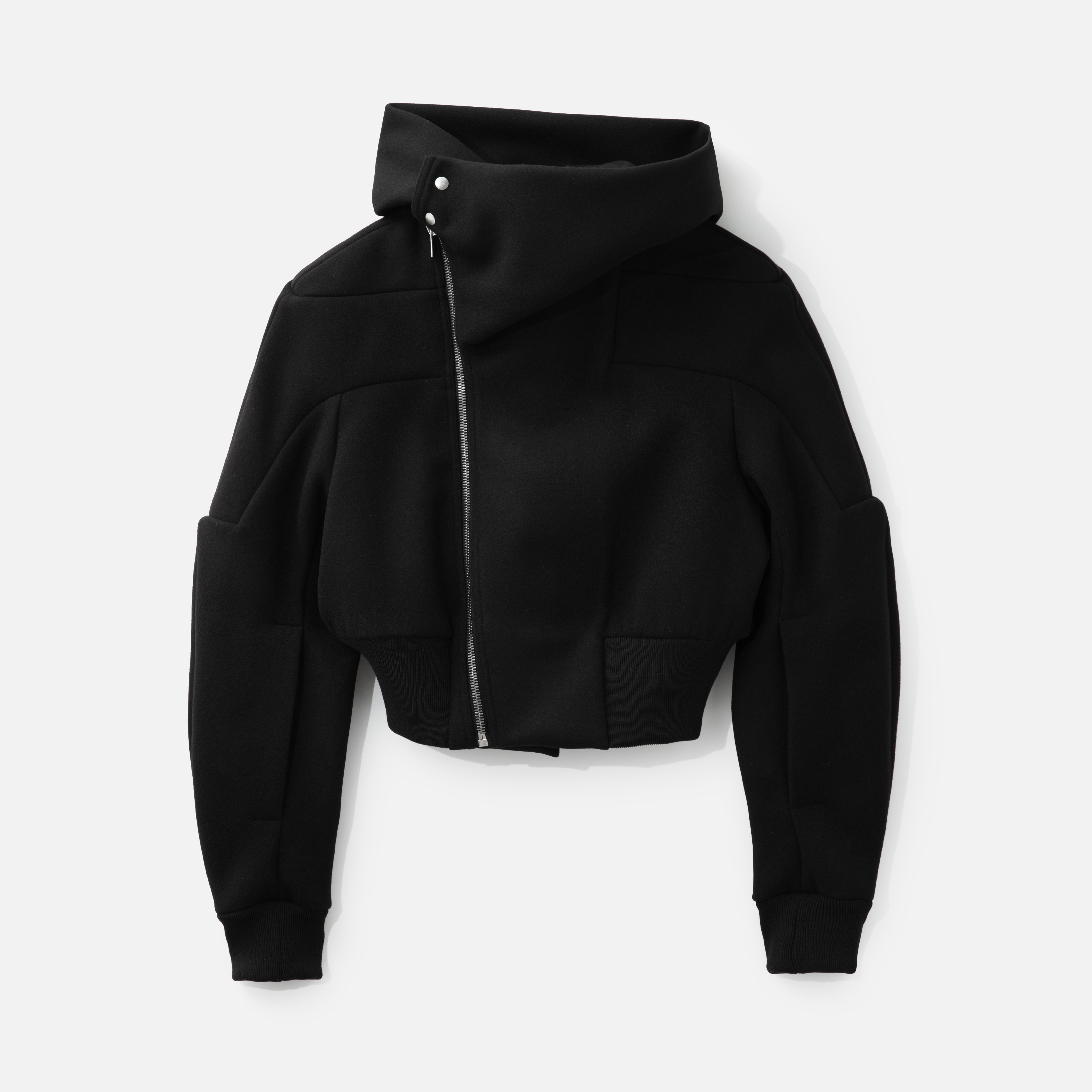 NIGO Rick Owens Cropped Hooded Fligh Jacket Black Virgin Wool Cropped Flight Jacket #nigo332196