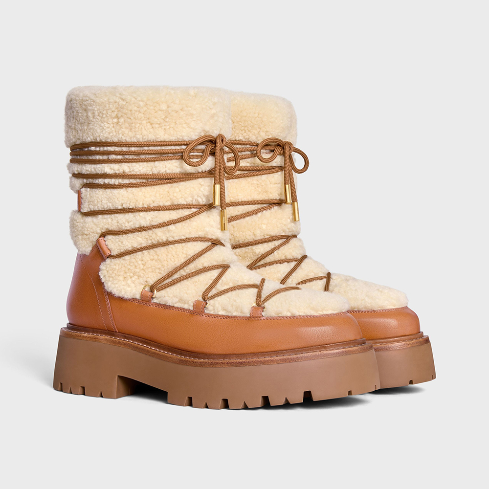 NIGO Celine Bulky Lace Up Boot in Shearling and Calfskin #nigo292286