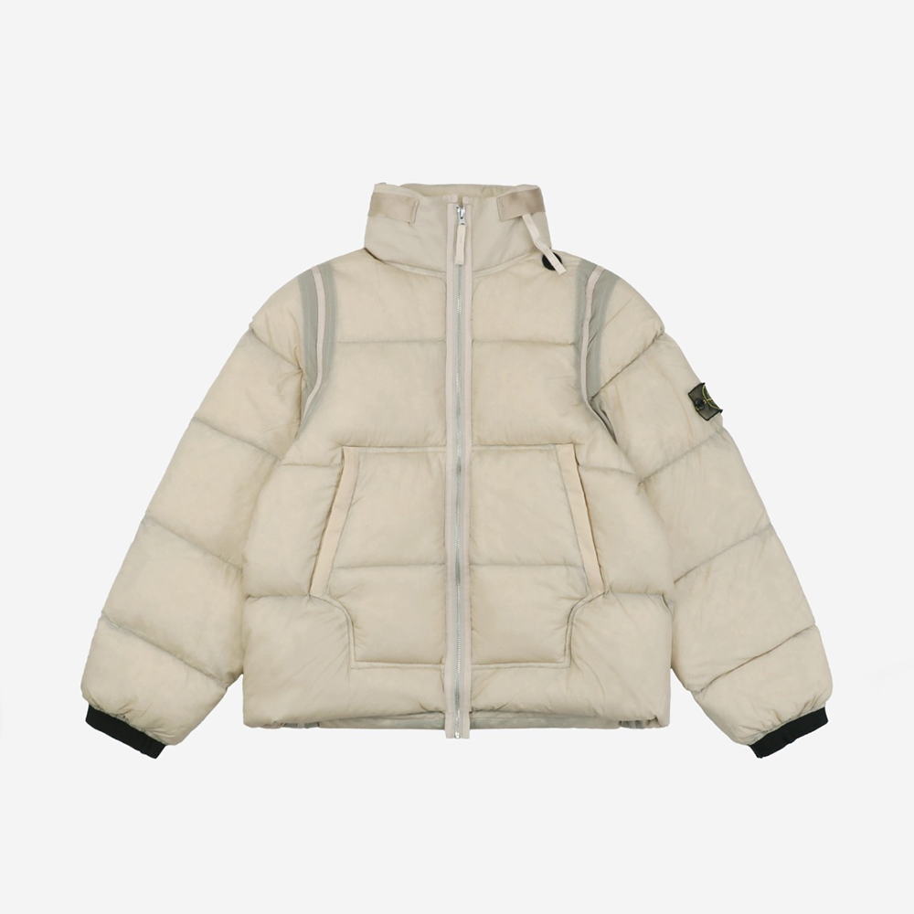NIGO Stone Island Men's and Women's Fishnet Sleeve Label Thickened Warm Stand-up Collar Down Jacket #nigo293445