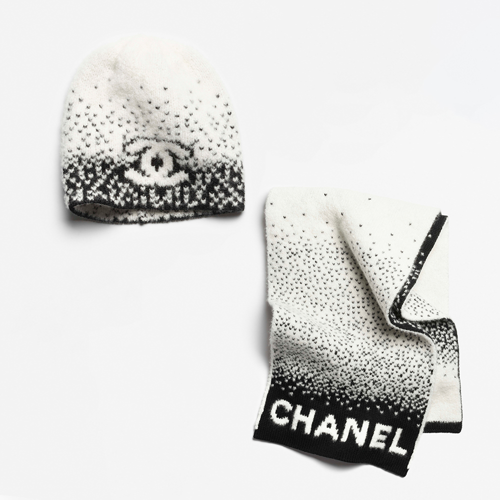 NIGO Chanel Women's Beanie Cashmere  Wool White Black Scarf #nigo333555