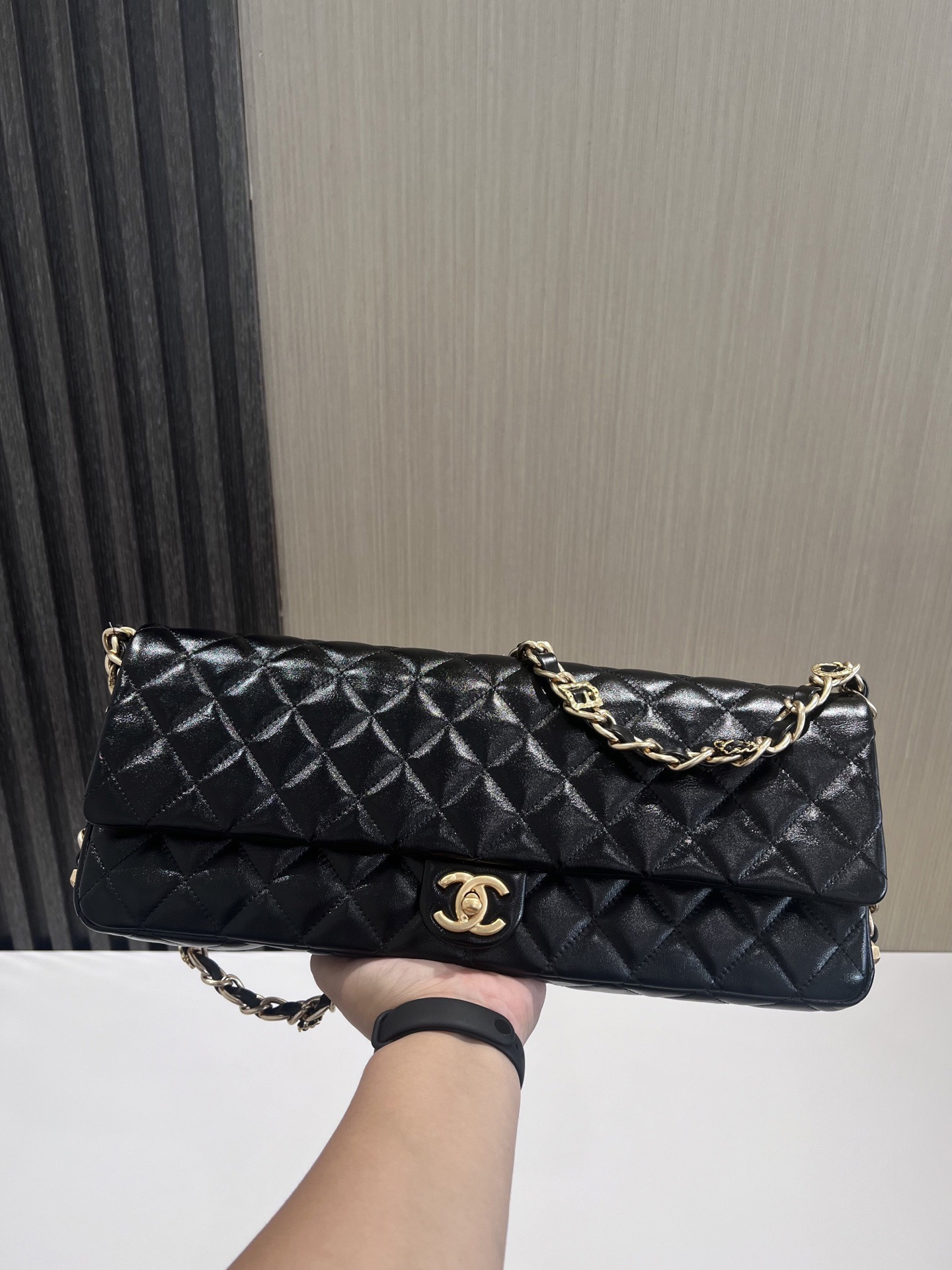 NIGO Chanel 24A Chain Shoulder Strap Flap Diamond Shiny Sheepskin Shoulder Crossbody Bag  #nigo333559