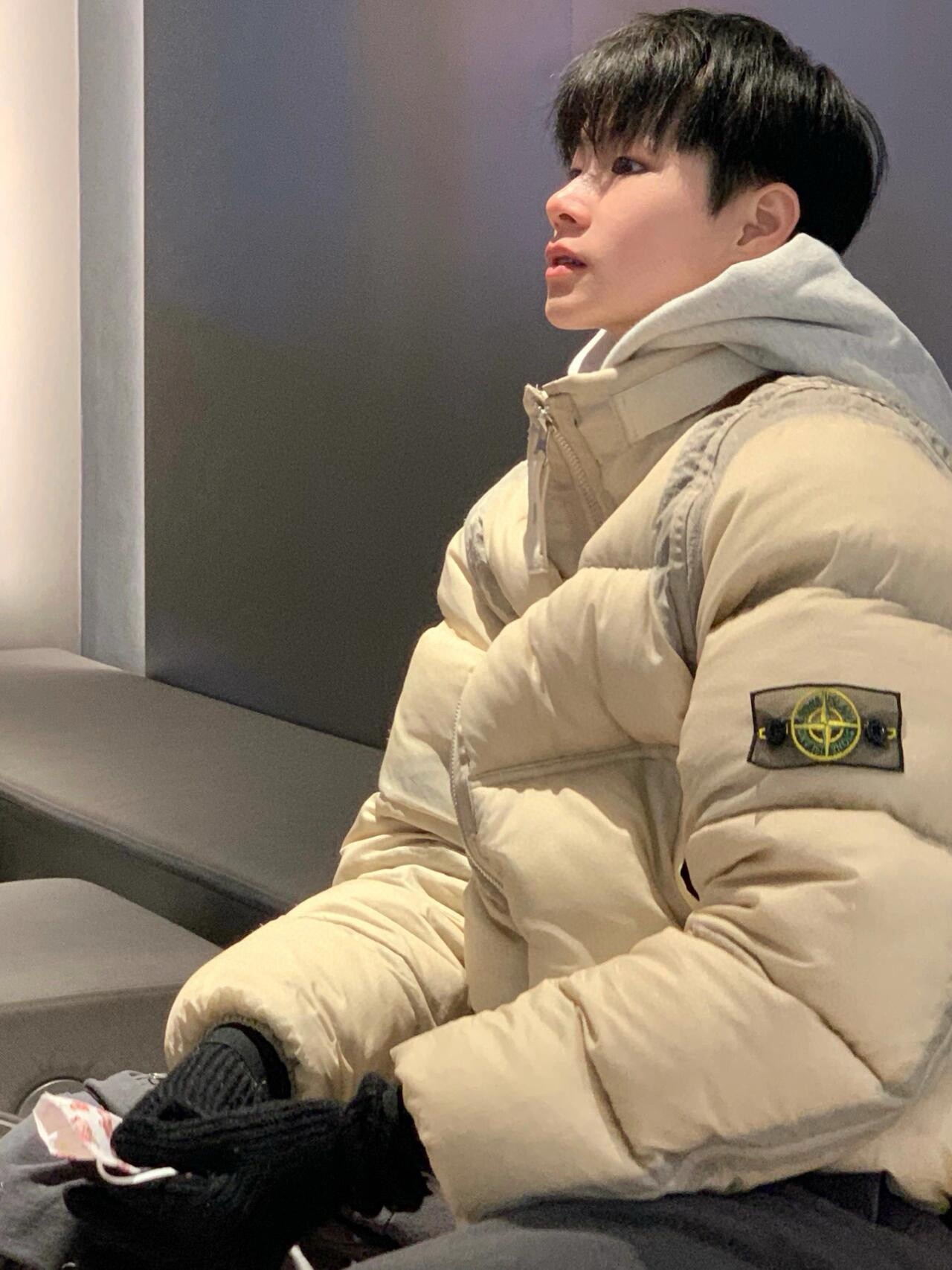 NIGO Stone Island Men's and Women's Fishnet Sleeve Label Thickened Warm Stand-up Collar Down Jacket #nigo293445