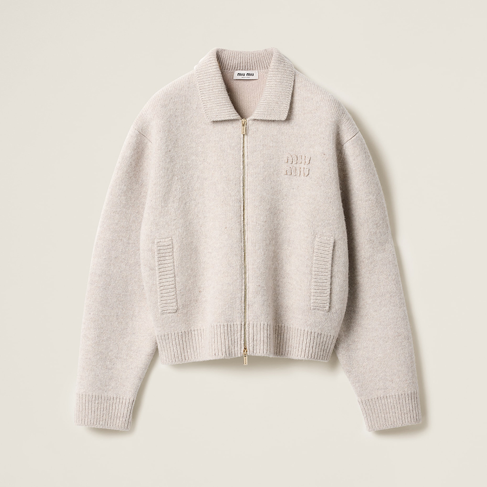 NIGO MiuMiu Sand Beige Shetland Wool And Cashmere Zipper Cardigan #nigo333543