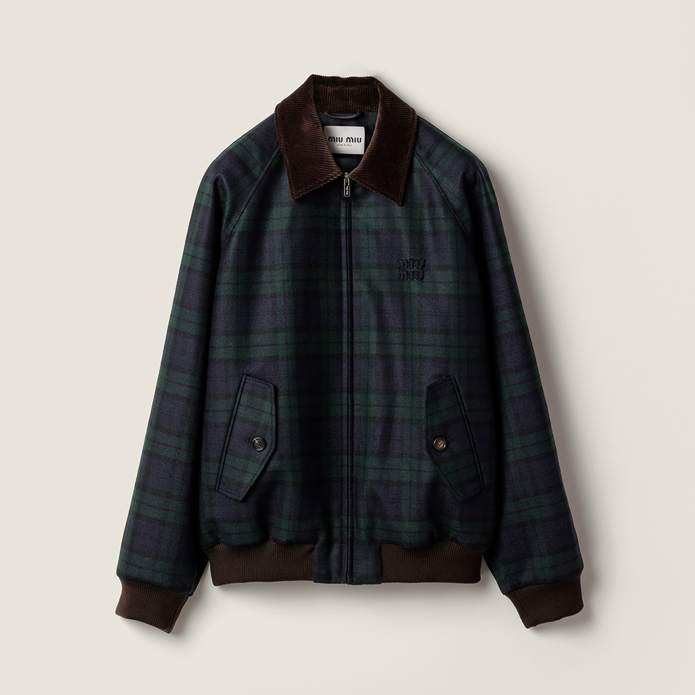 NIGO MiuMiu Women's Blue green Checked Twill Blouson Jacket #nigo333542