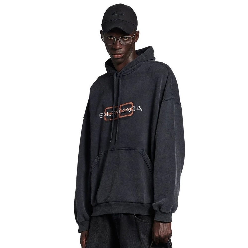 NIGO Balenciaga Men's BB Icon Stencil Hoodie Large Fit in Faded Black #nigo333576