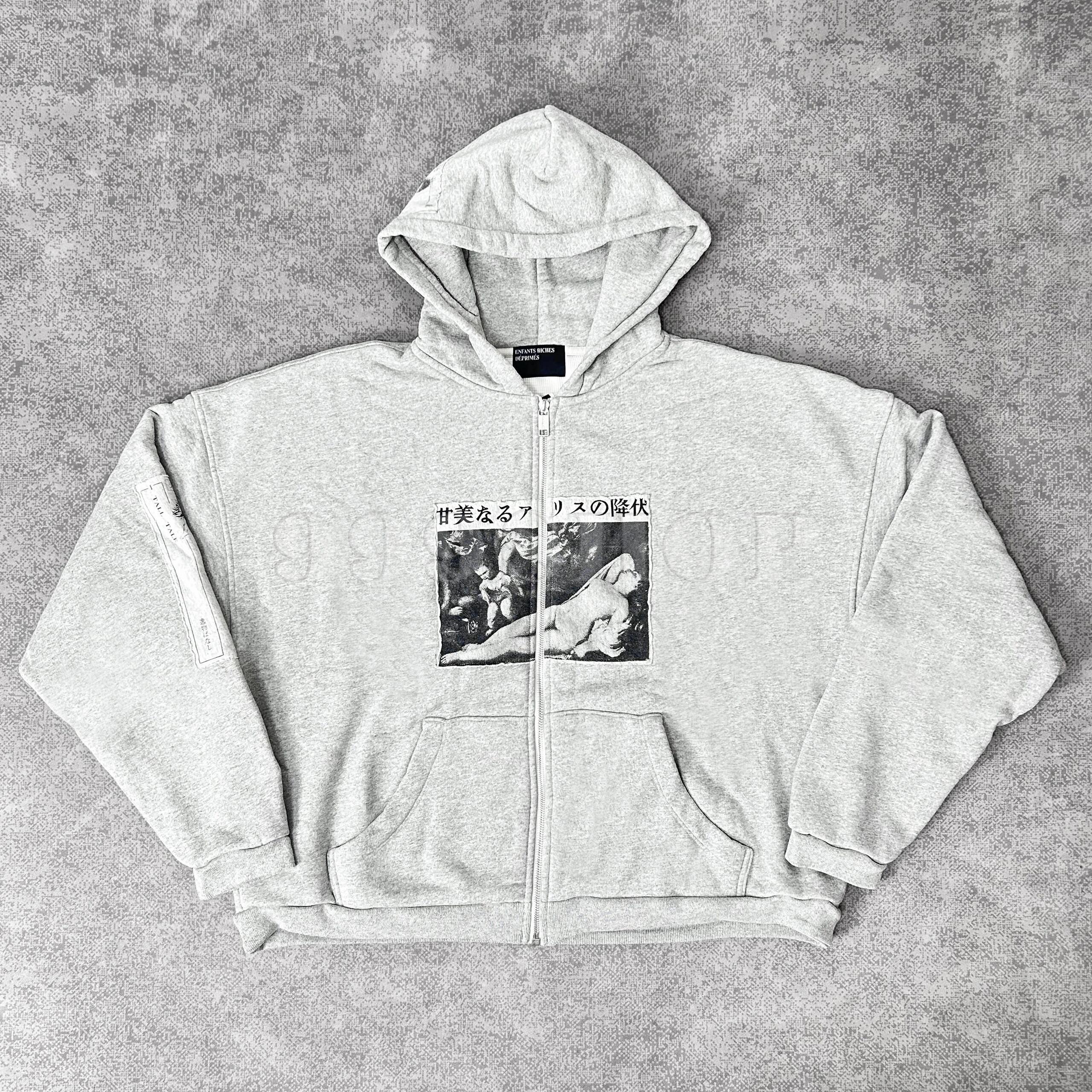 NIGO Enfants Riches Deprimes Fall Alice Patch Distressed Zipper Hooded Sweatshirt #nigo333688