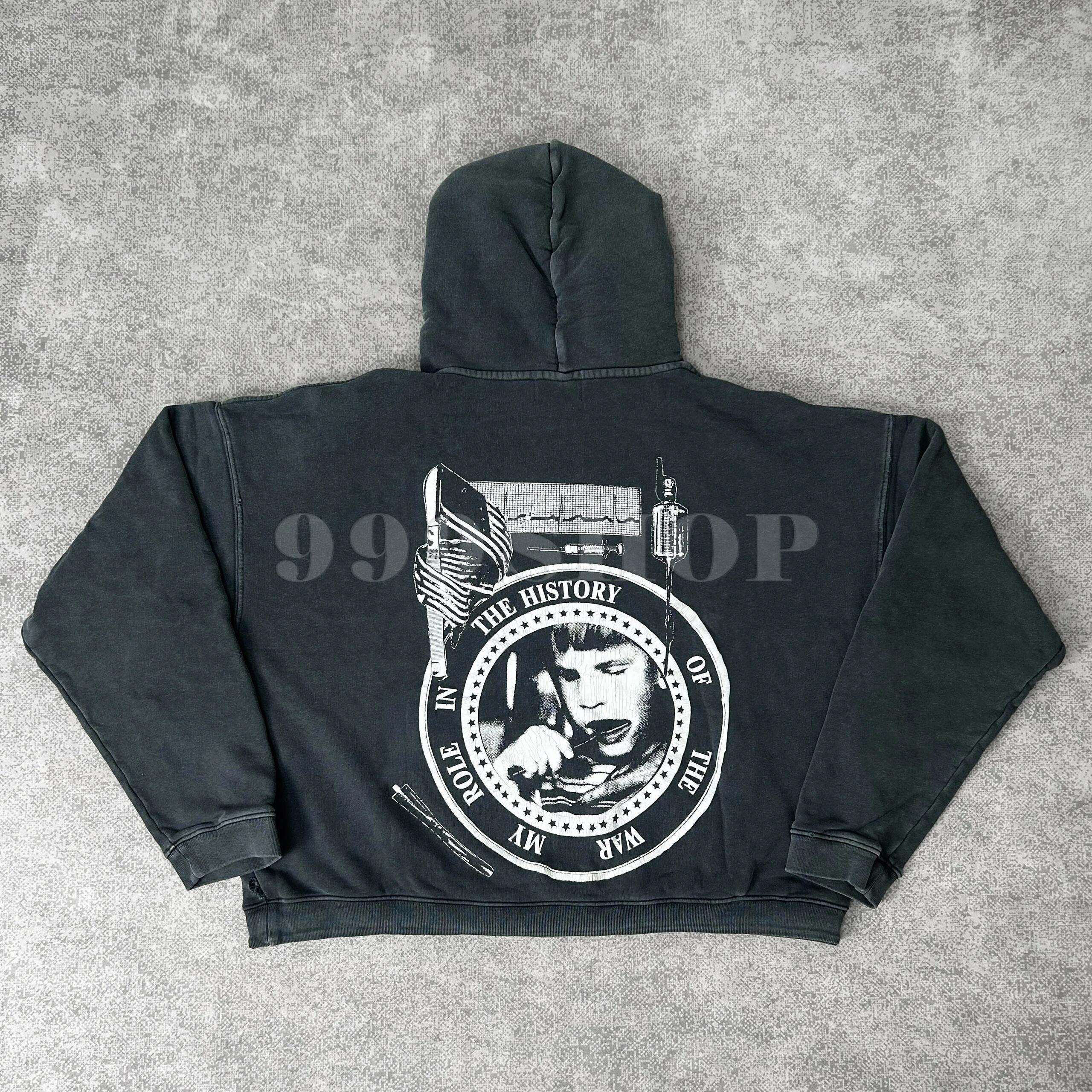 NIGO Enfants Riches Deprimes  My Role in the Histort of  War  Washed Distressed Hooded Sweatshirt #nigo333687