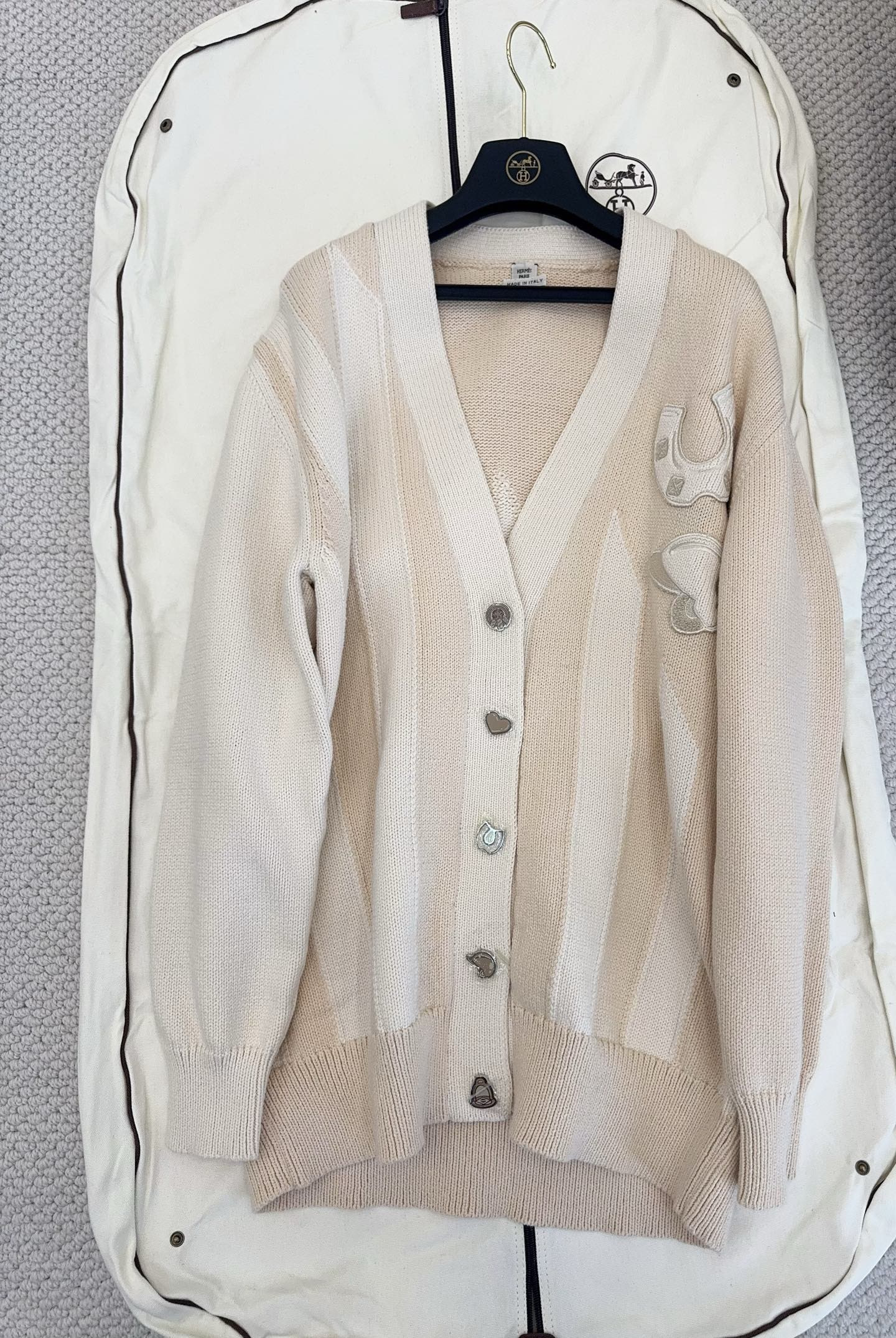NIGO Hermes Long sleeve Long Cardigan Thick Bicolor Cotton #nigo333633