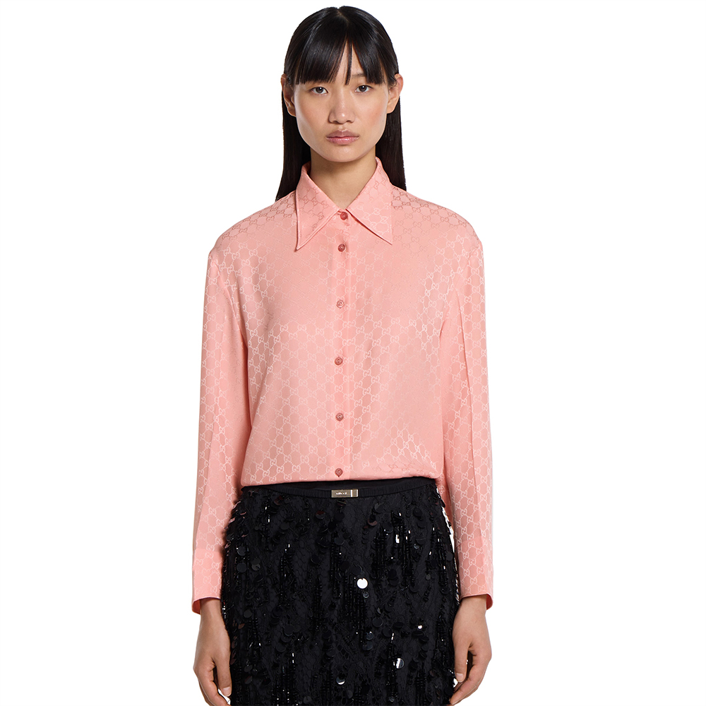 NIGO Gucci GG Silk Jacquard Shirt Pink #nigo333632