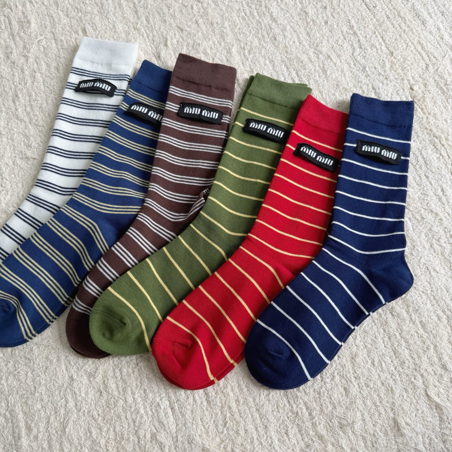NIGO MiuMiu Contrast Striped Calf Socks #nigo330895