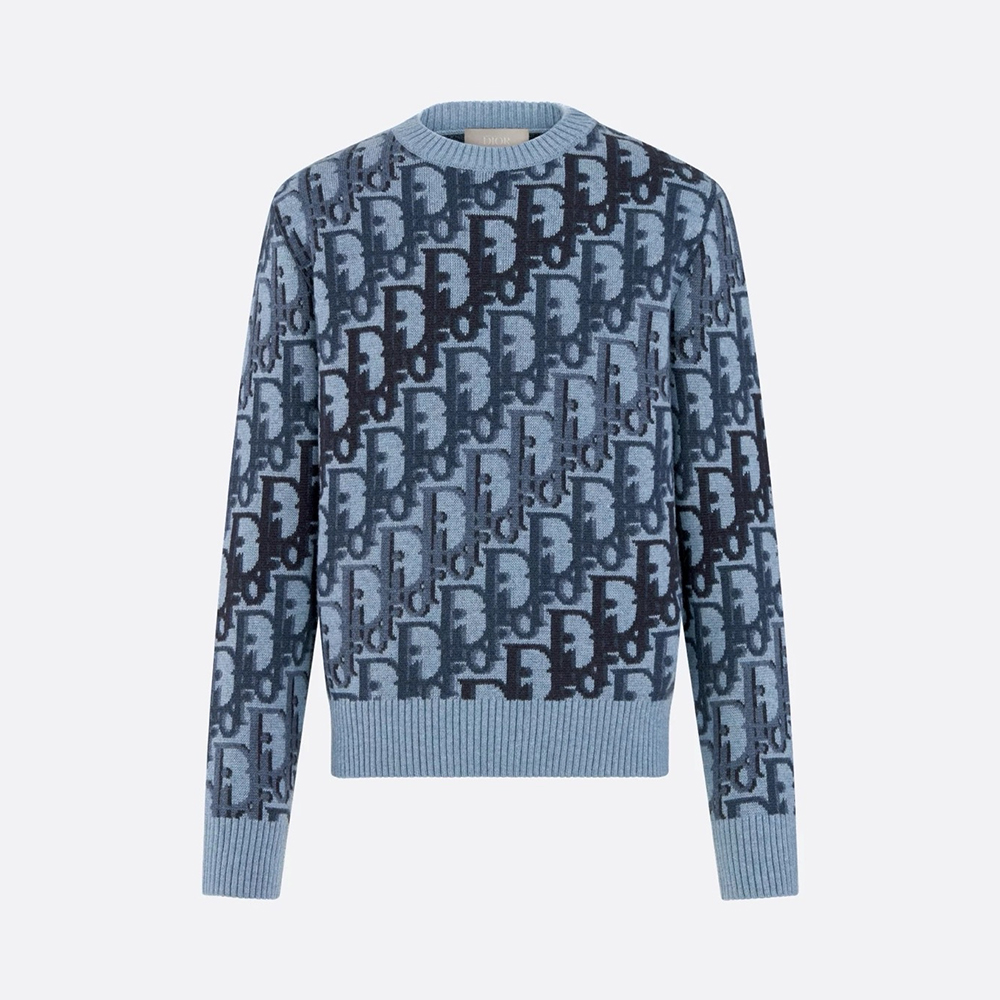 NIGO Dior Sweater Blue Sheep Wool Oblique Print #nigo333759
