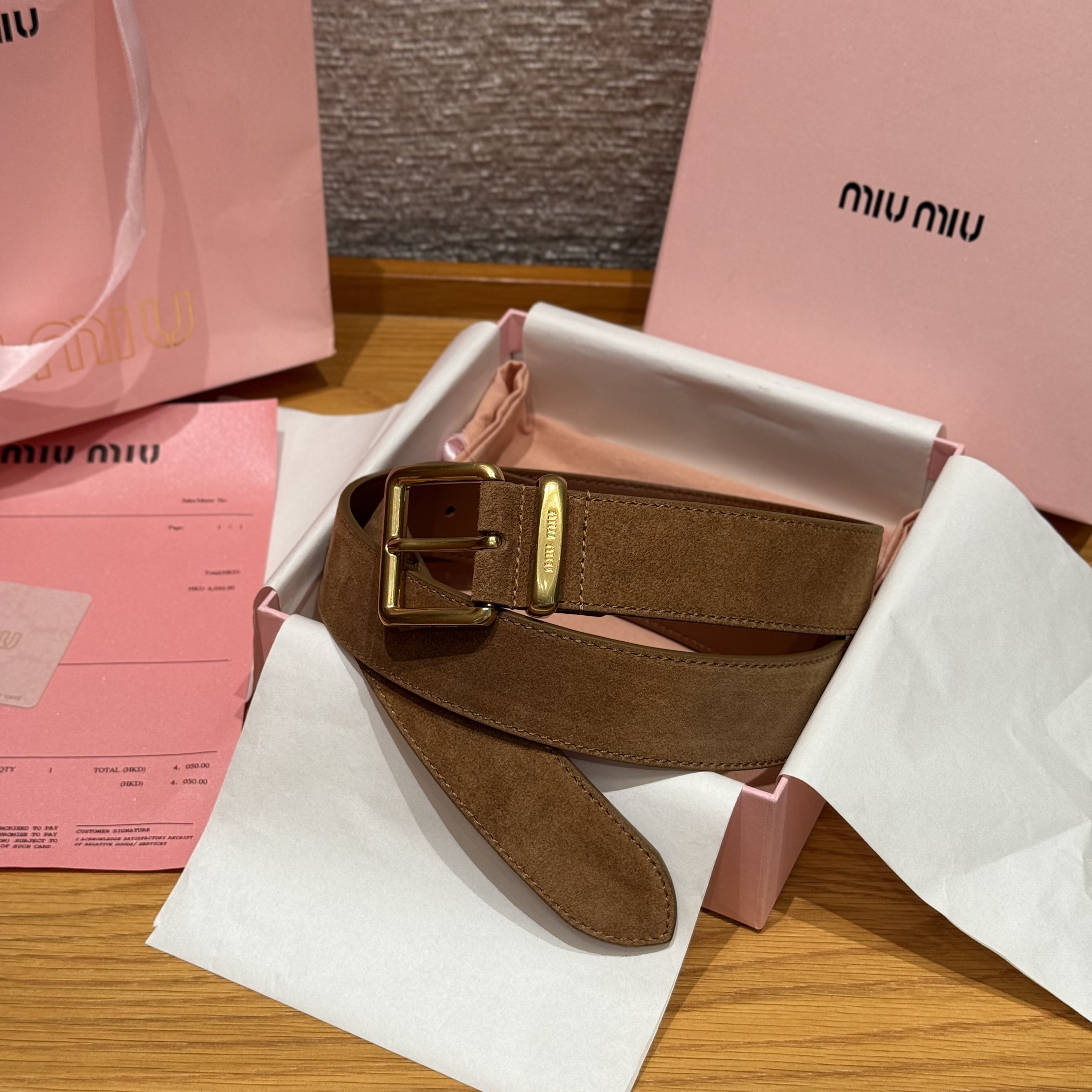 NIGO MiuMiu Oak Suede Belt #nigo333714