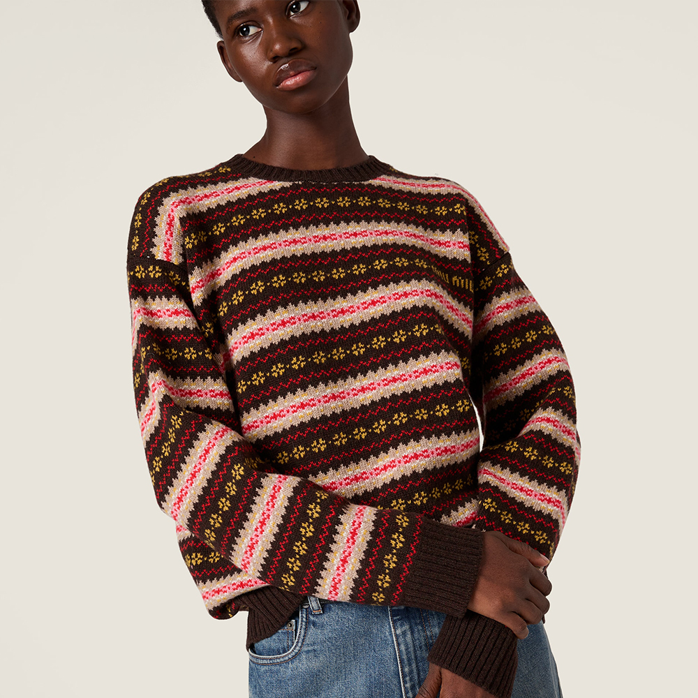 NIGO MiuMiu Dark Brown Wool Crew Neck Sweater #nigo333710